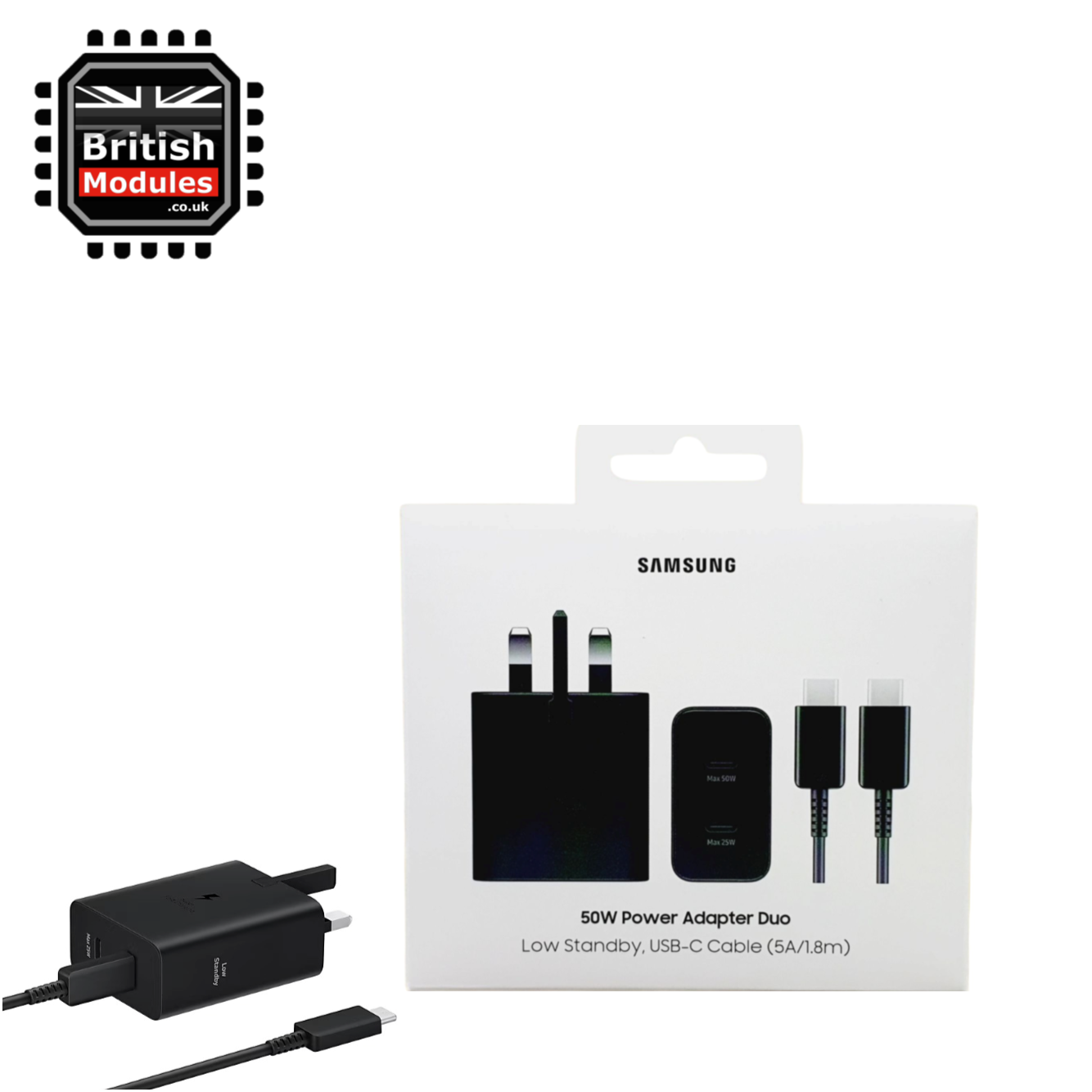 Samsung 50W Duo Power Adapter EP-T5020 with 5A USB C Cable Black