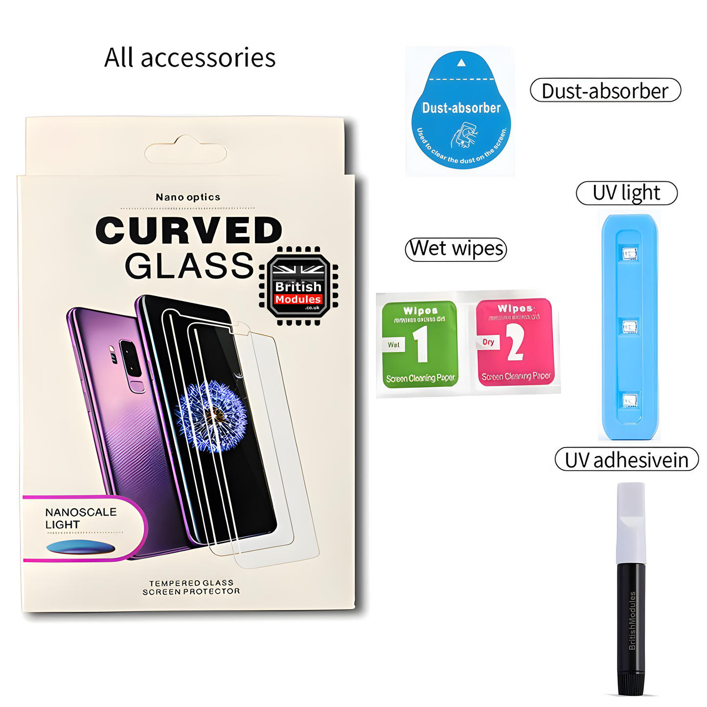 OnePlus Nano Optics Liquid UV Glue Gel 9H Curved Tempered Glass Screen Protector