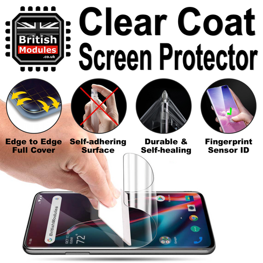 British Modules Samsung Galaxy Clear Coat Self Healing Self Adhering HydroGel Film Screen Protector Cover