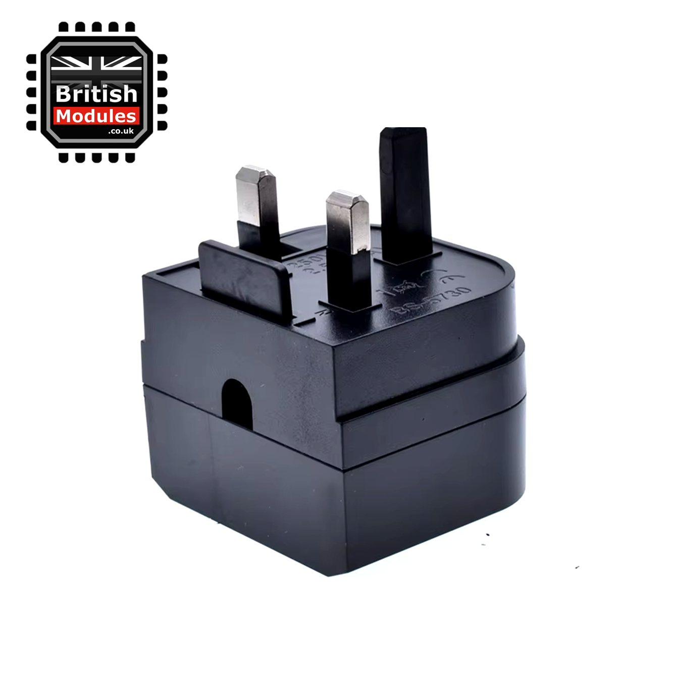 EU 2 Pin to UK 3 Pin Plug Adapter Black Converter with 3A Fuse