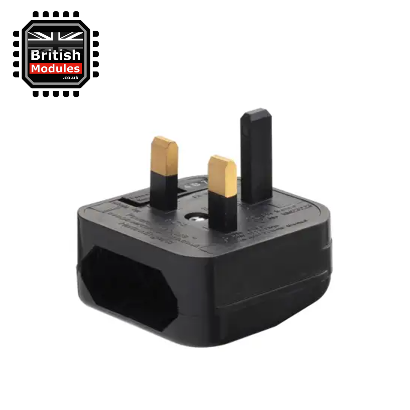 EU 2 Pin Plug to UK Mains Plug Black Converter with 5A Fuse