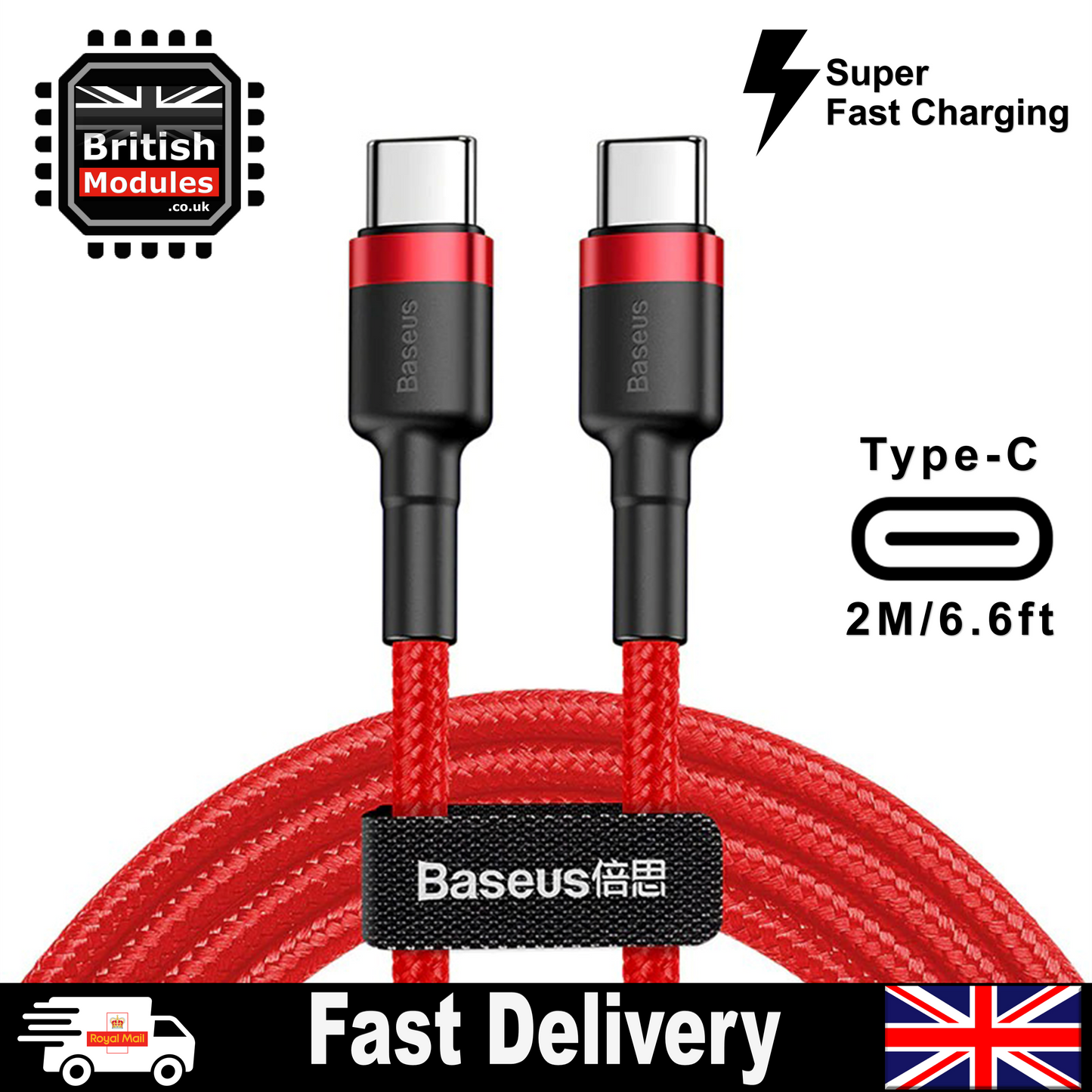 2M Braided USB C To C Cable Super Fast Charger PD for iPhone MacBook iPad Samsung
