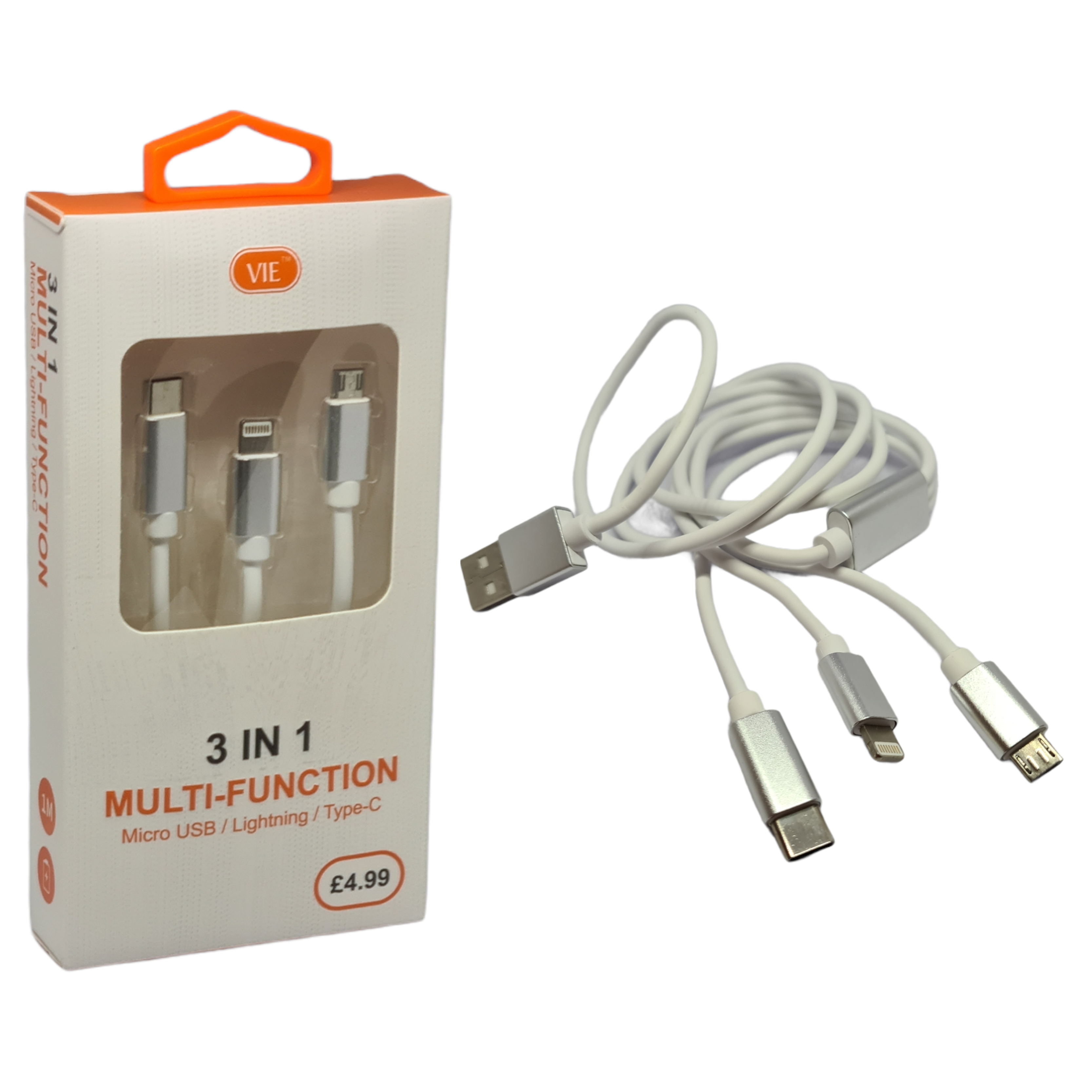 3 in 1 Multi Charging Cable Micro USB Type C Apple Lightning Multi Con –  British Modules