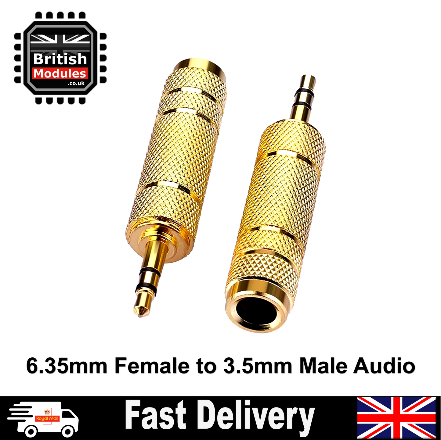 6.35mm Female to 3.5mm Male Stereo Audio Adapter Converter Gold Plated Headphone