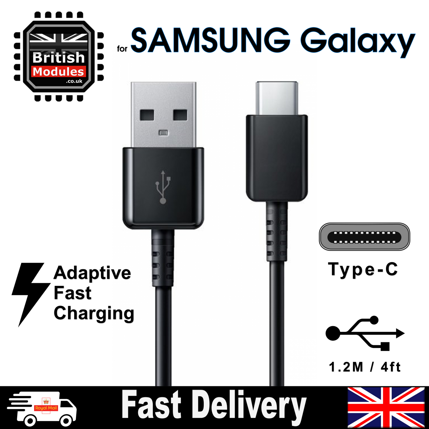 Samsung USB Type-C Black Syncing & Charging Cable for Samsung Galaxy S8 S9 S10 Note 8 9