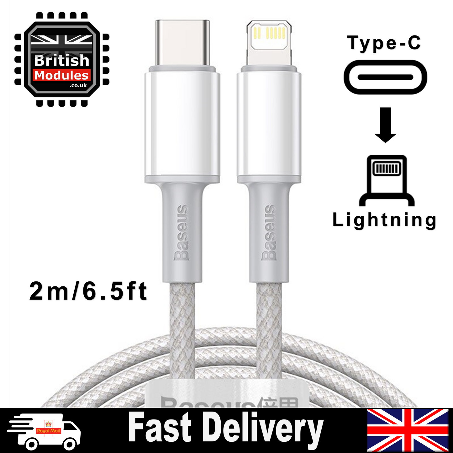 2M Heavy Duty Braided iPhone Fast Charging Data Cable Type-C to Lightning PD 20W
