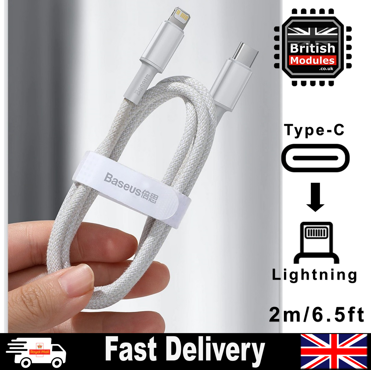 Heavy Duty Braided iPhone Fast Charging Data Cable Type-C to Lightning PD 20W 2M for Apple iPhone