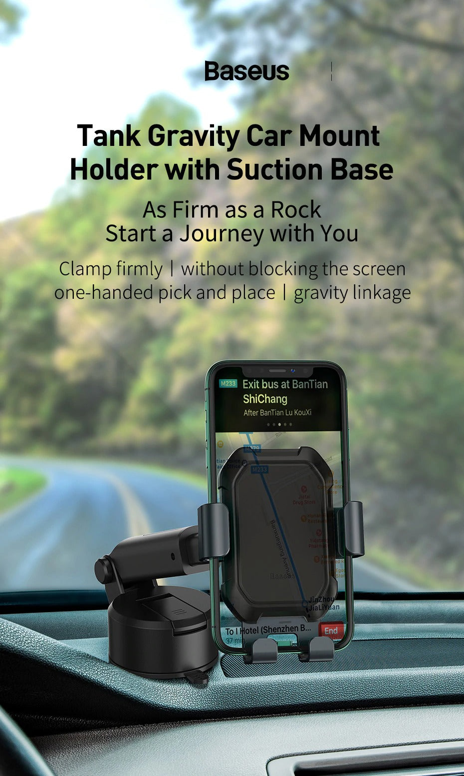 Car Mount Holder 360 Windshield Windscreen Dashboard Mount Phone Holder Gravity