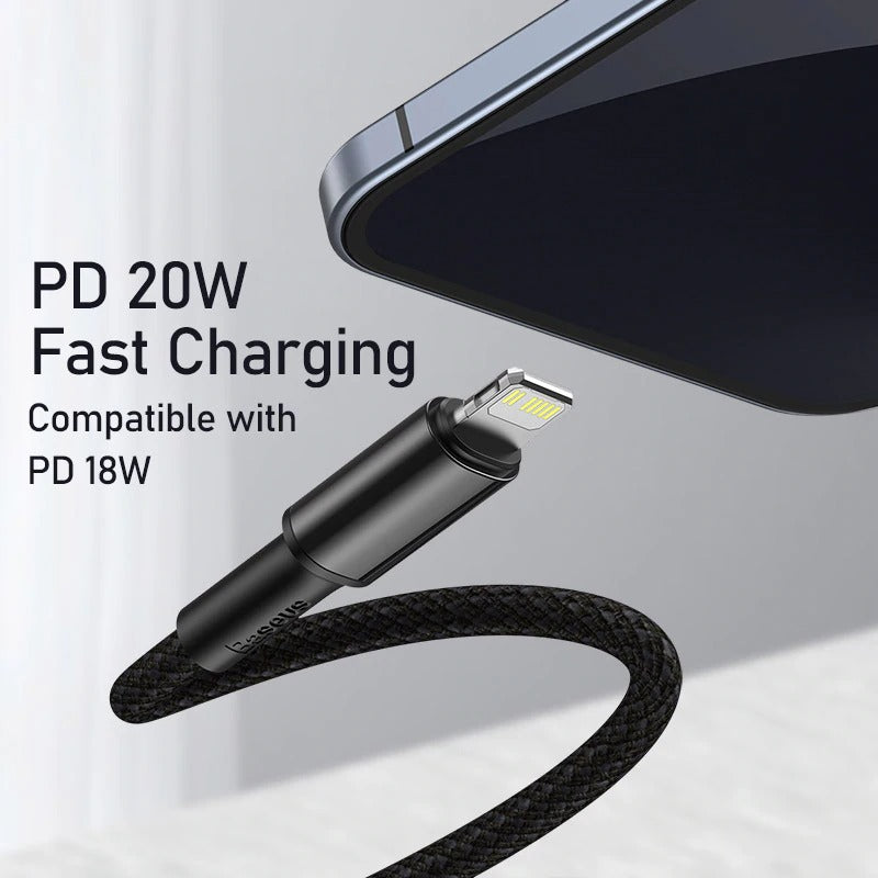 Heavy Duty Braided iPhone Fast Charging Data Cable Type-C to Lightning PD 20W 2M for Apple iPhone