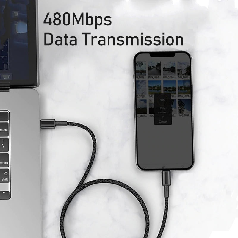 Heavy Duty Braided iPhone Fast Charging Data Cable Type-C to Lightning PD 20W 2M for Apple iPhone