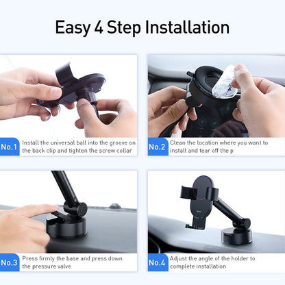 Phone Holder Car Windscreen Dashboard Stand Gravity Clamp Long Arm 360 Mount