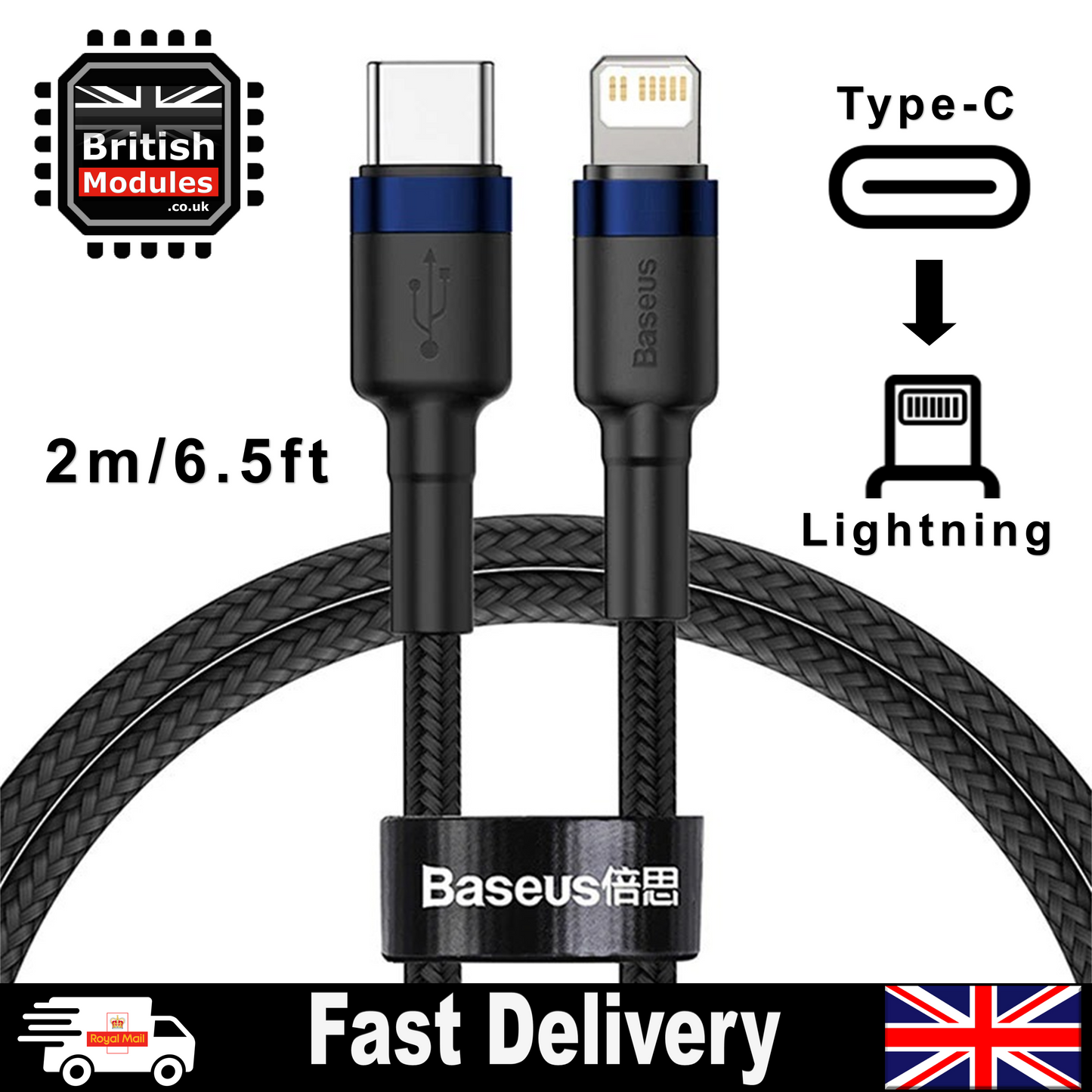 2M Heavy Duty Braided iPhone Fast Charging Data USB C to Lightning Cable PD 20W