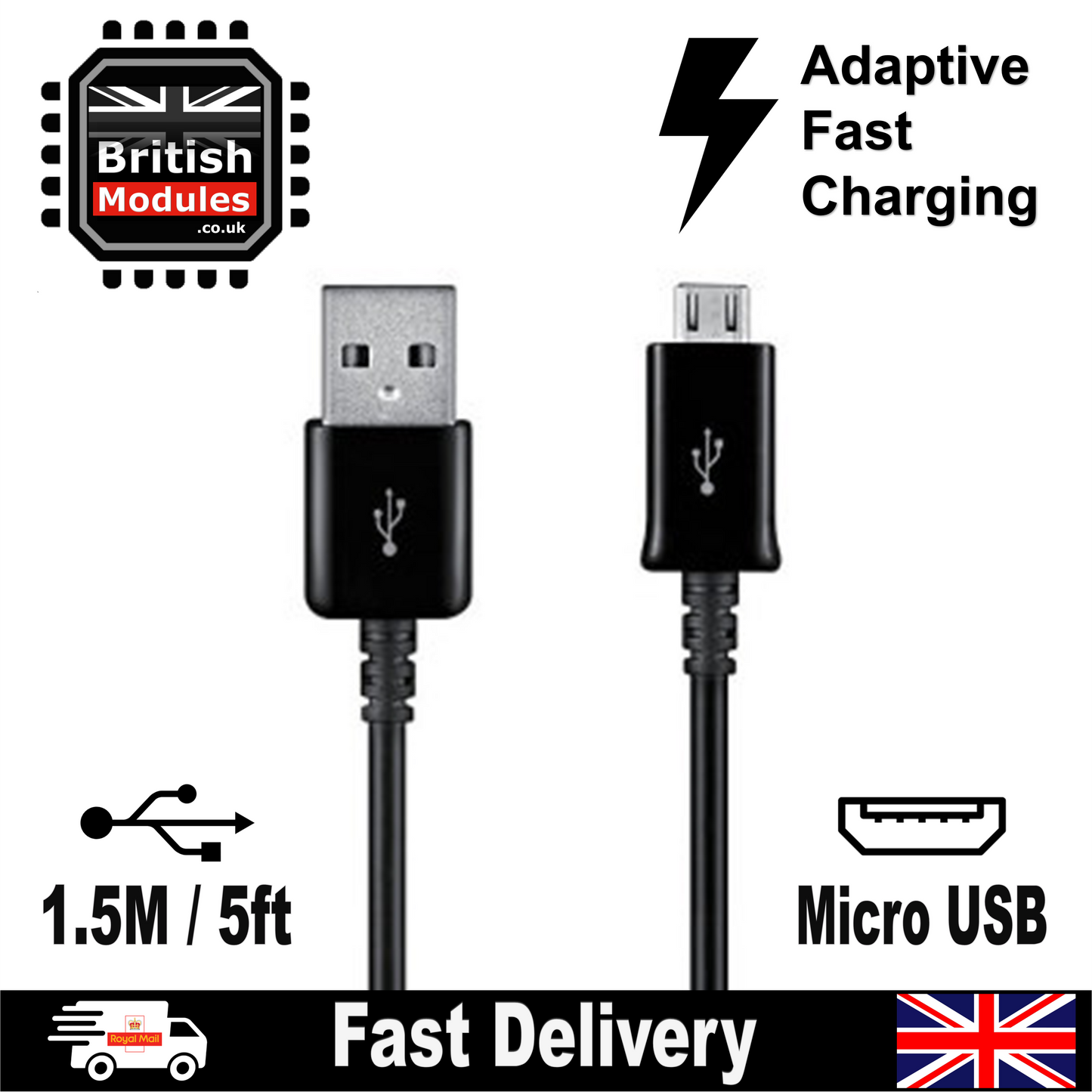 Micro USB Cable Data Sync Phone Charger 1.5M Fast Charge for Android, Samsung Galaxy, Nexus, LG, Sony, PS4, HTC, Motorola, Kindle, Nokia and More
