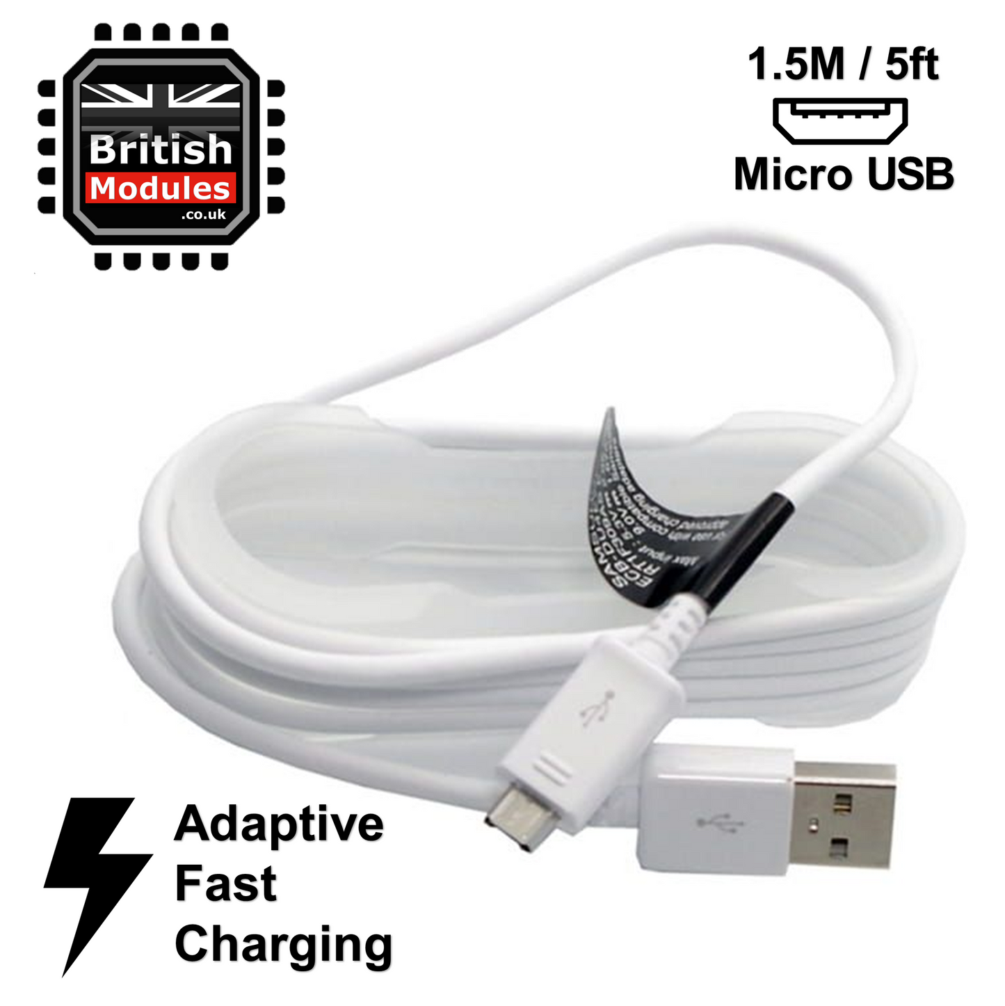 Genuine Samsung 1.5m Micro USB Charging Data Cable for Samsung Galaxy S7, S6, S4, Note 4, Note 5 White ECB-DU4EWE