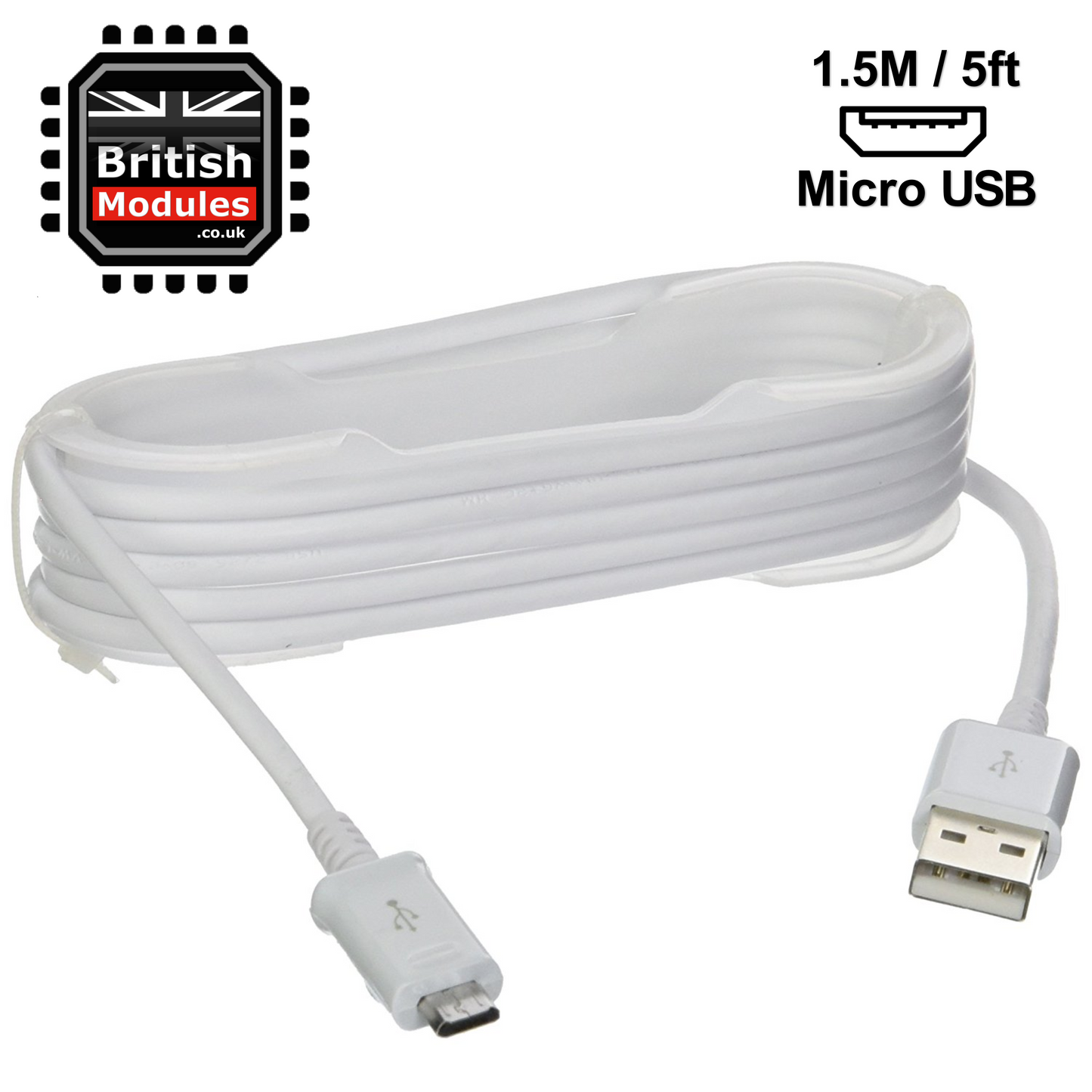 Genuine Samsung 1.5m Micro USB Charging Data Cable for Samsung Galaxy S7, S6, S4, Note 4, Note 5 White ECB-DU4EWE
