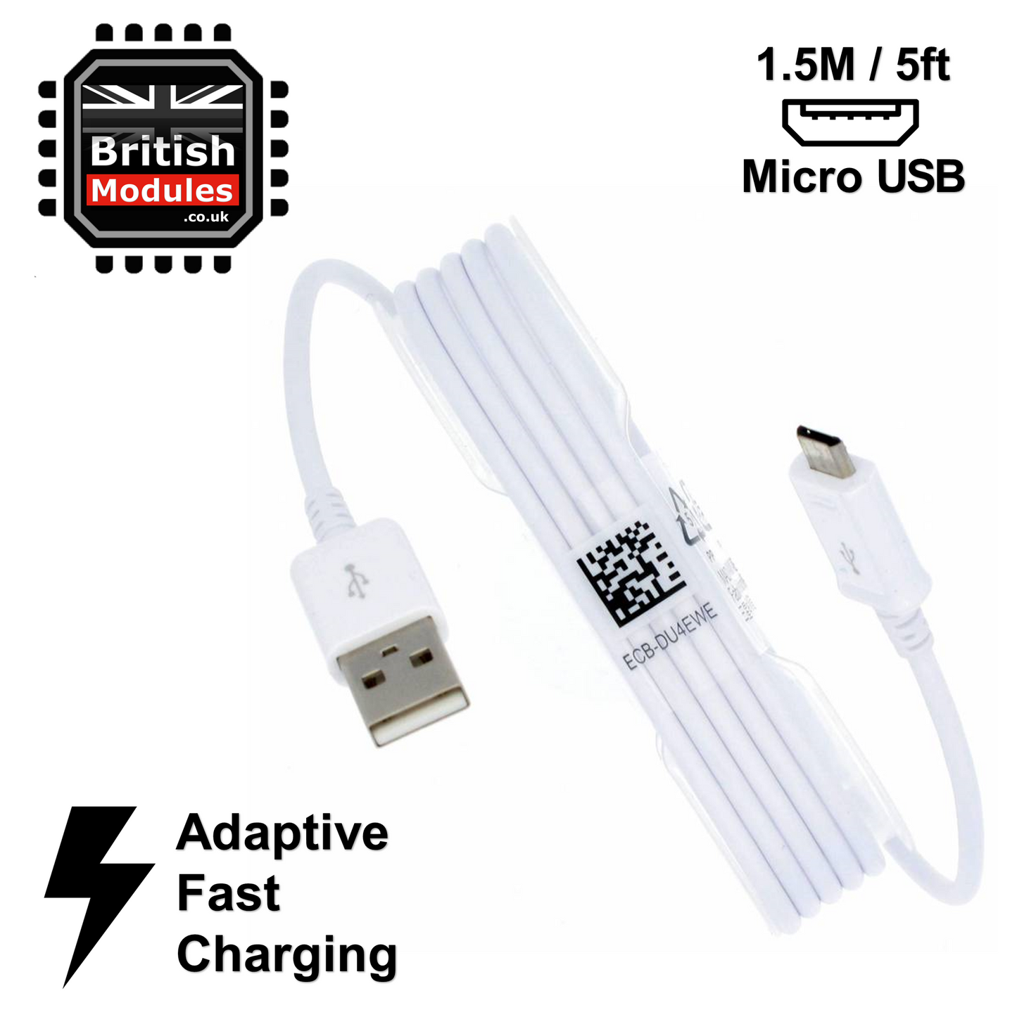 Official Samsung Micro USB Data Charger Cable for Samsung Galaxy S7, S6, S5, S4, S3, Note 4, Note 5 ECB-DU4 1.5M