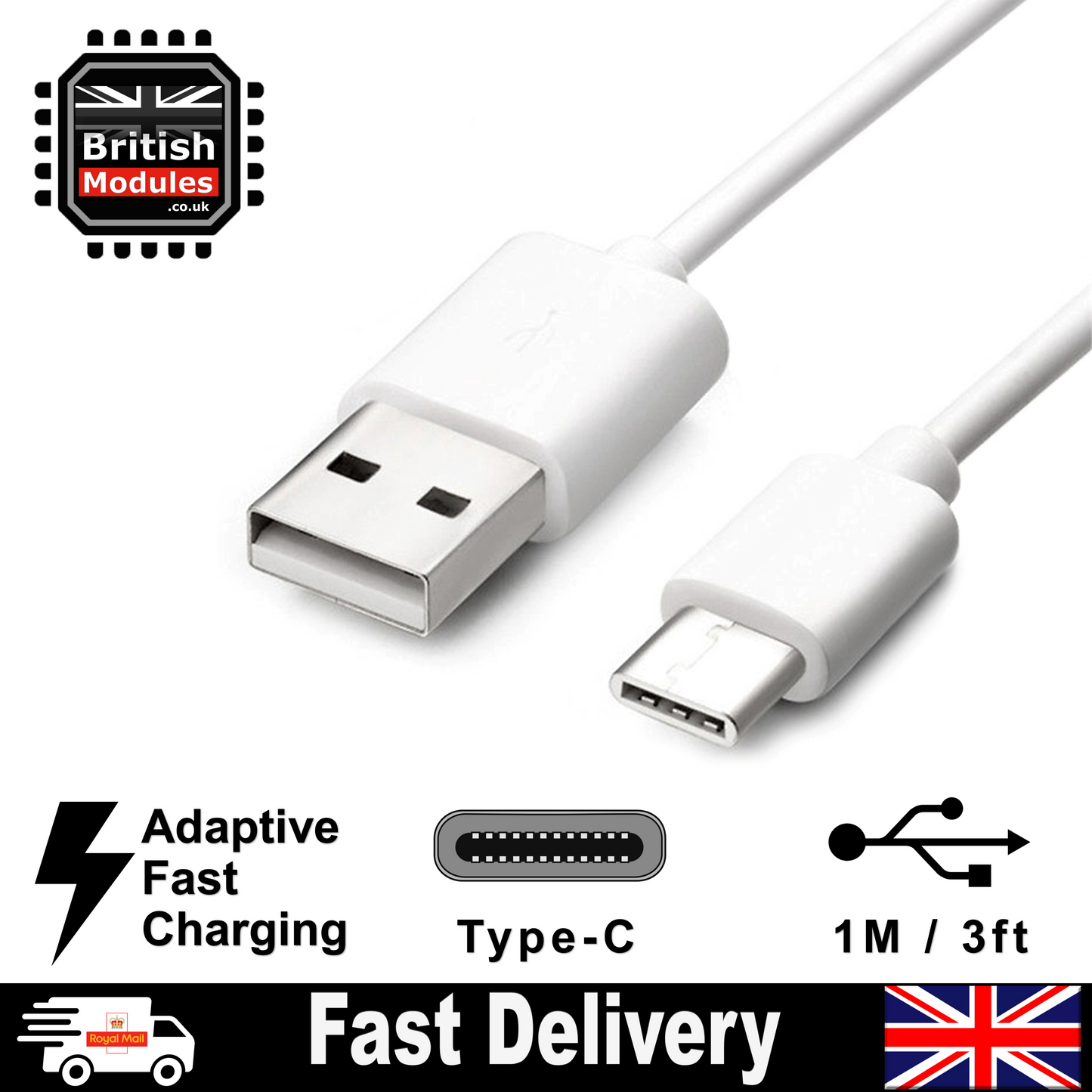 Fast Charging USB C Cable Type-C Fast Data Transfer Sync for Samsung Galaxy, Huawei, OnePlus, Oppo and more