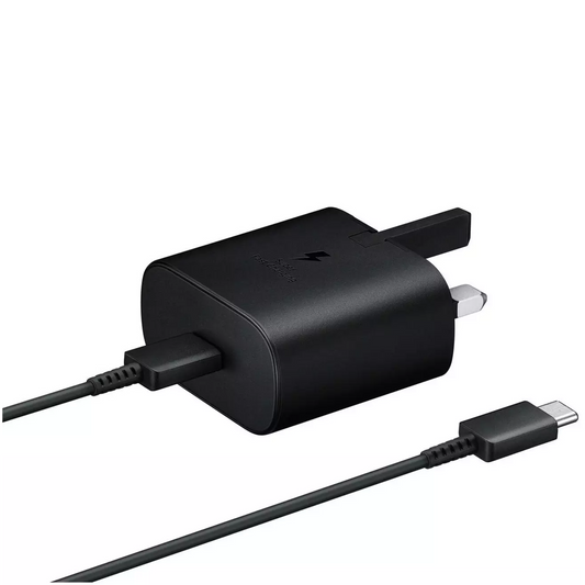 Samsung Super Fast 25w Pd Adapter Charger with USB-C Cable UK Black EP-TA800