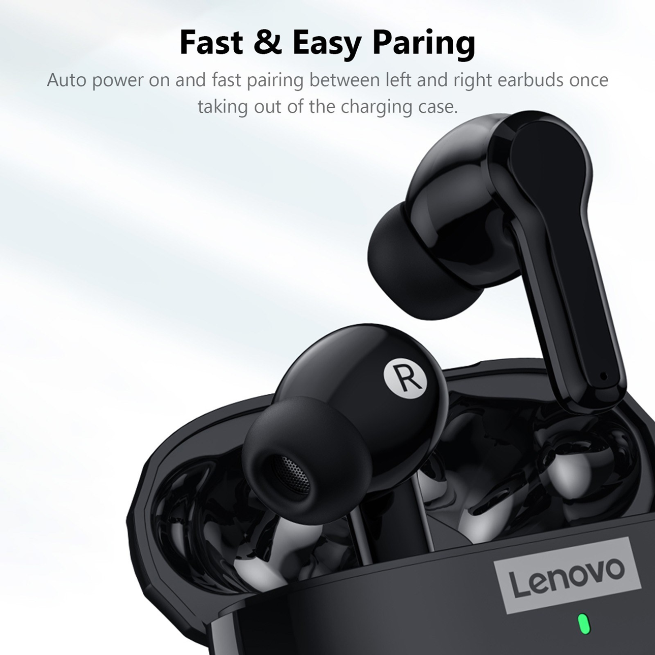 Lenovo LP1s Pro Wireless Earbuds 5.0 TWS HIFI Stereo Noise Cancellation Headset Bluetooth Earphone for Apple iPhone, Android, Samsung Black