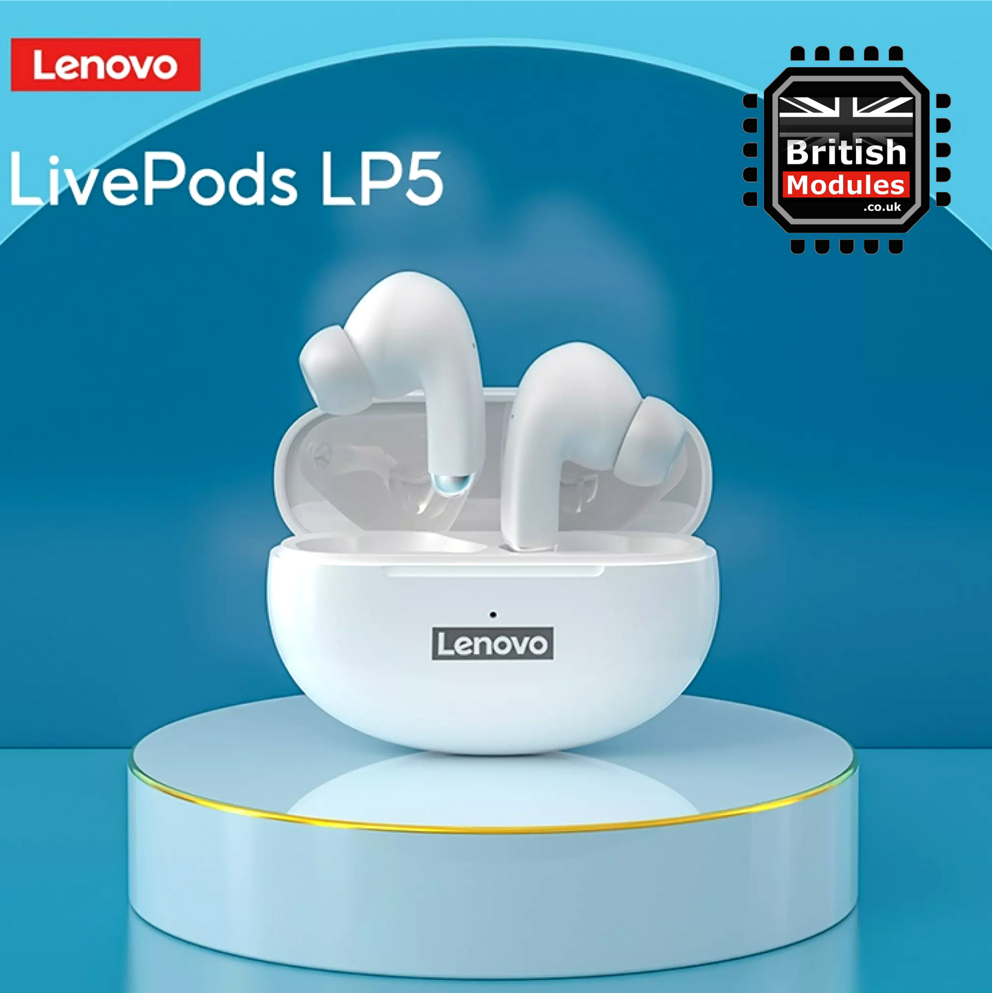 Lenovo LP5 Wireless Earbuds 5.0 HIFI Waterproof Headset Earphone Bluetooth Headphones for Apple iPhone, Android, Samsung