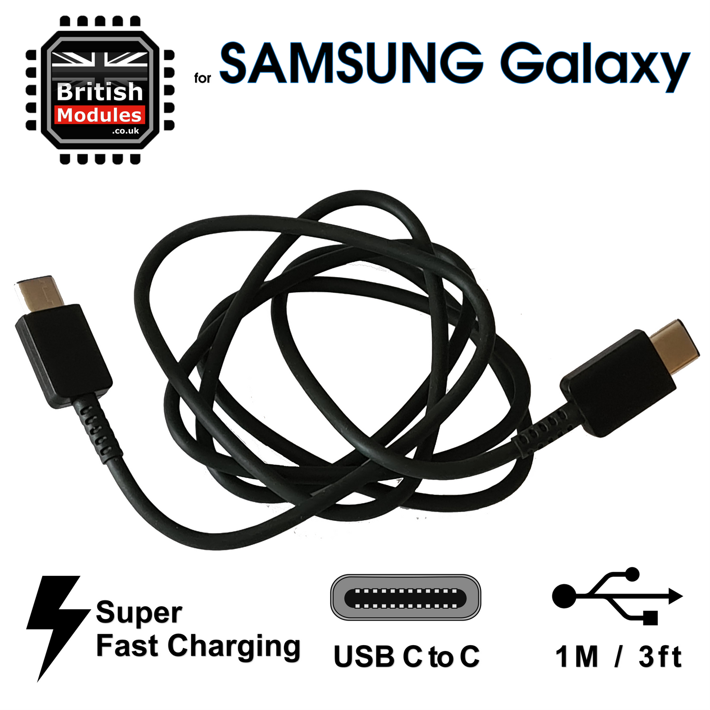 Samsung Super Fast 25w Pd Adapter Charger with USB-C Cable UK Black EP-TA800