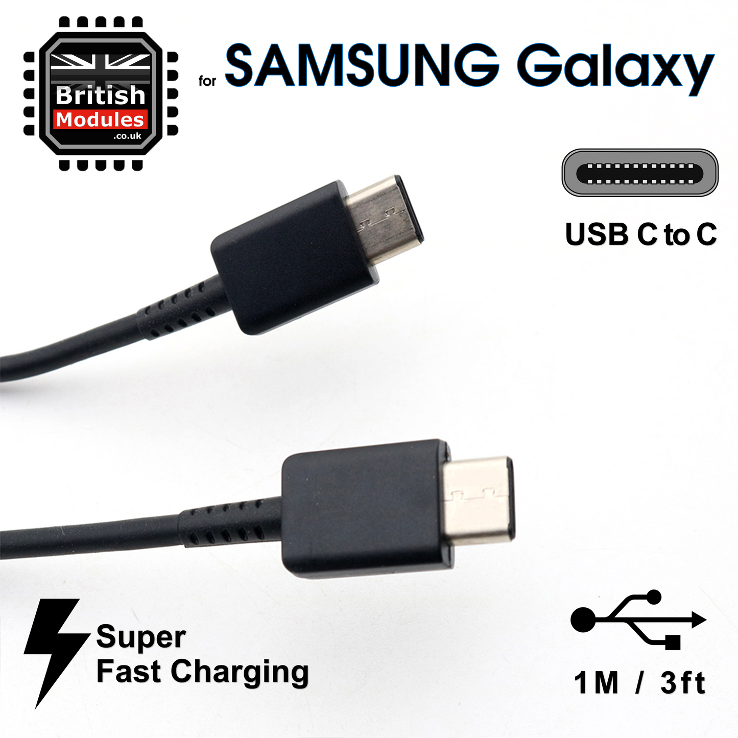 Samsung Super Fast 25w Pd Adapter Charger with USB-C Cable UK Black EP-TA800