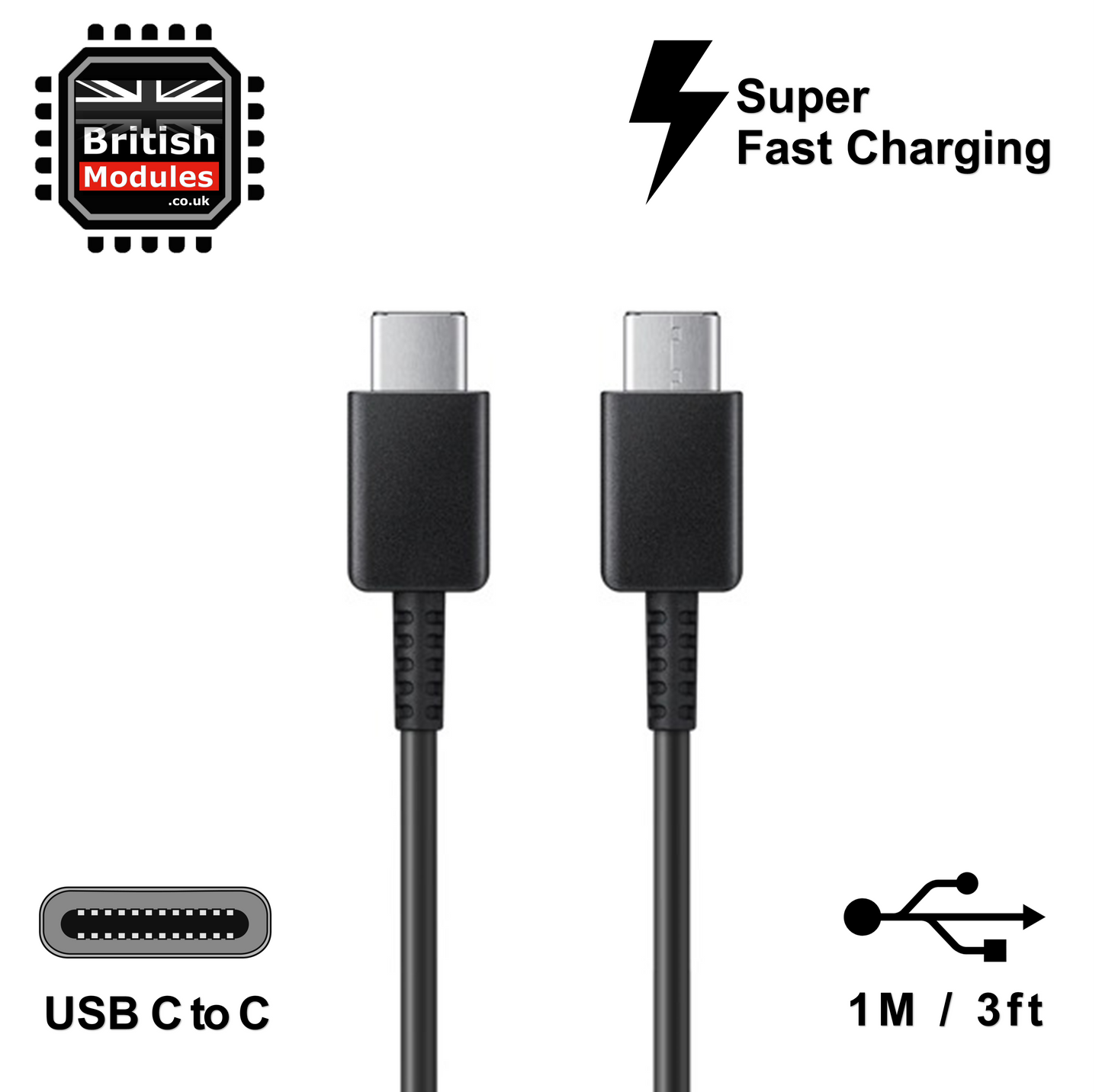 Samsung Super Fast 25w Pd Adapter Charger with USB-C Cable UK Black EP-TA800