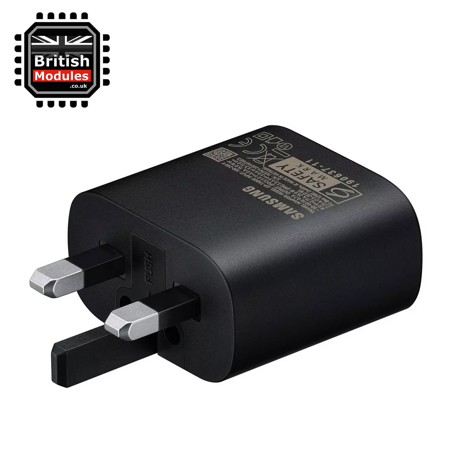 Samsung Super Fast 25w Pd Adapter Charger with USB-C Cable UK Black EP-TA800