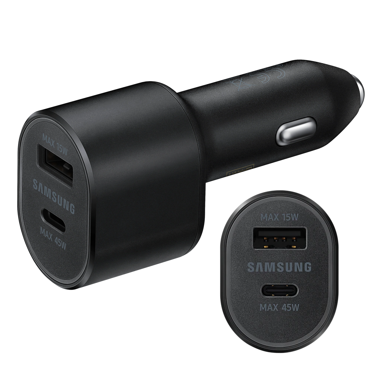 Samsung 60W Super Fast Charging Dual Car Charger (45W+15W) 2 Port USB-C & USB-A