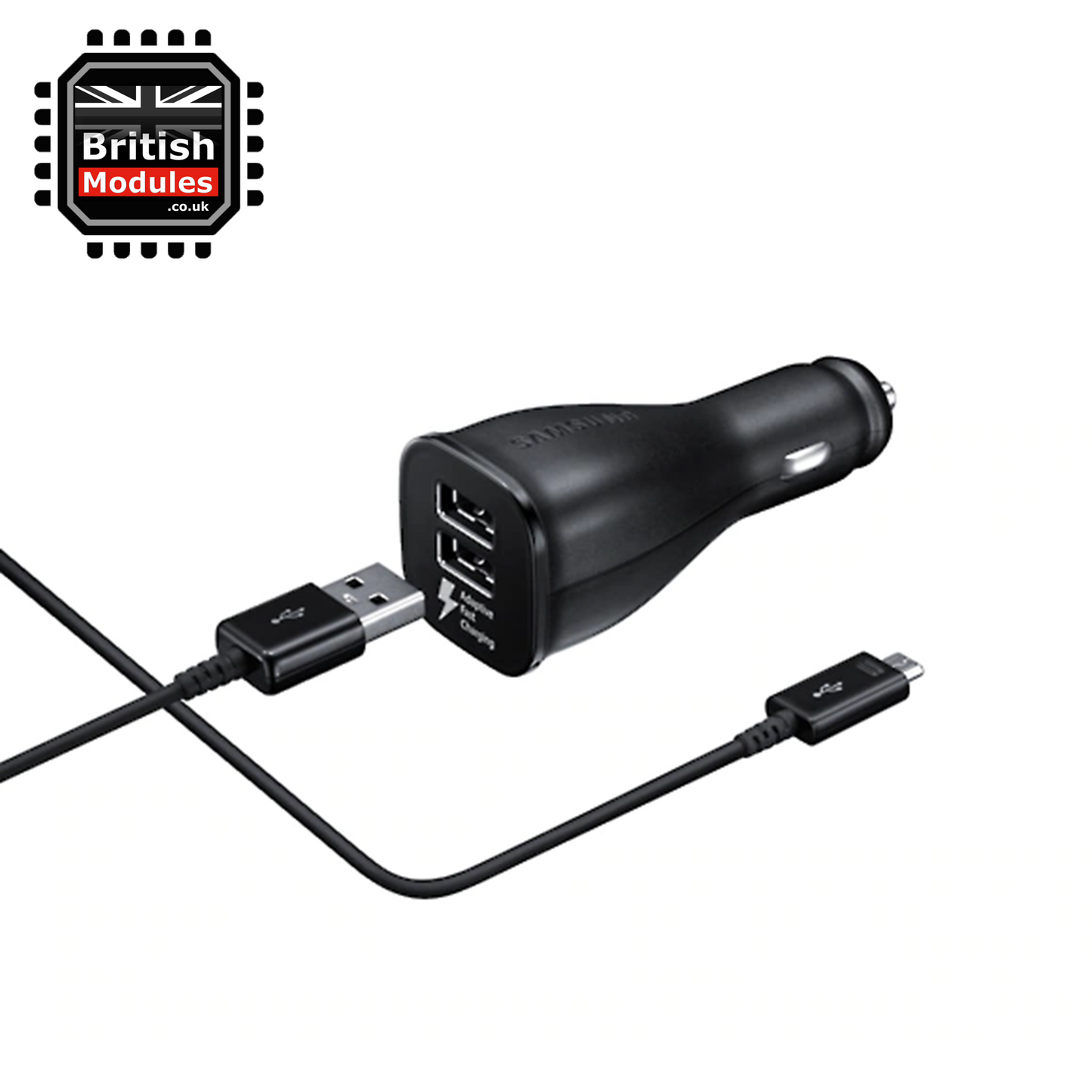Samsung Dual Port USB Adaptive Fast Charging Car Charger with Micro USB Cable