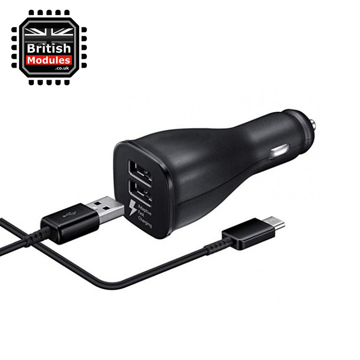 Samsung Dual Port USB Adaptive Fast Charging Car Charger with Type-C Cable