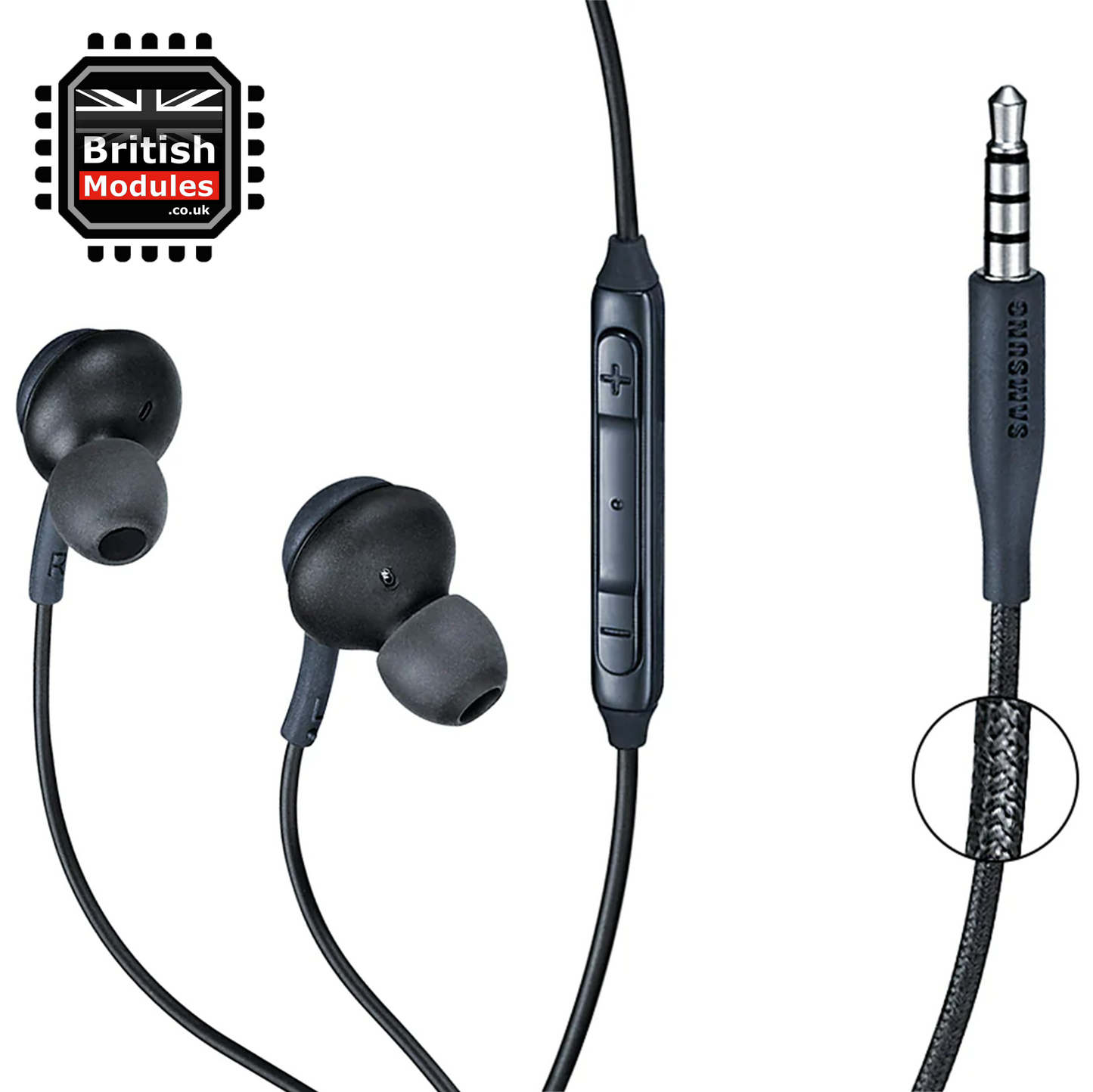 Samsung In-ear Earphones Headphones 3.5mm Wired Microphone and Volume Control Tuned by AKG Black