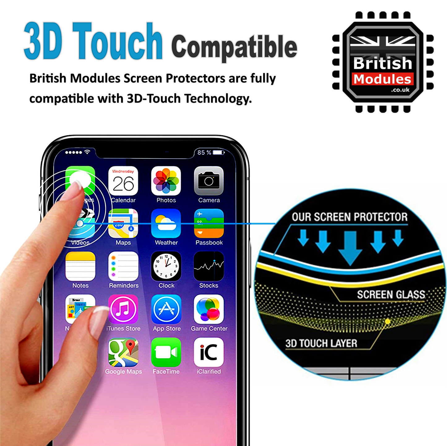Screen Protector For Apple iPhone 11 Pro MAX XR X XS Max Tempered Glass 9H 3D MilitaryGrade