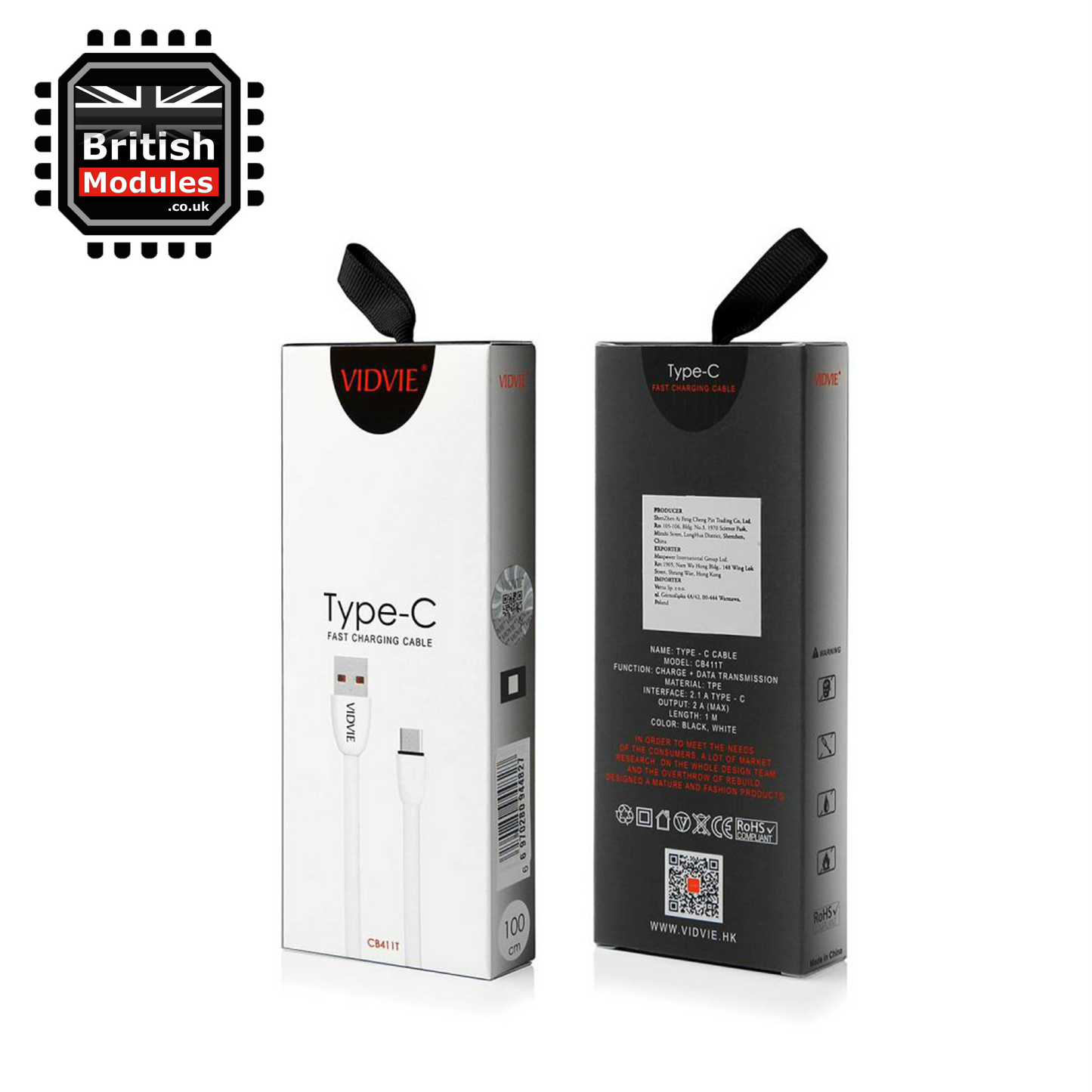 VidVie USB-A to USB-C Type C Charging Cable for Fast Charging Android Tablets / Mobile Phones Samsung Huawei OnePlus Google Oppo Honor Sony LG Nokia