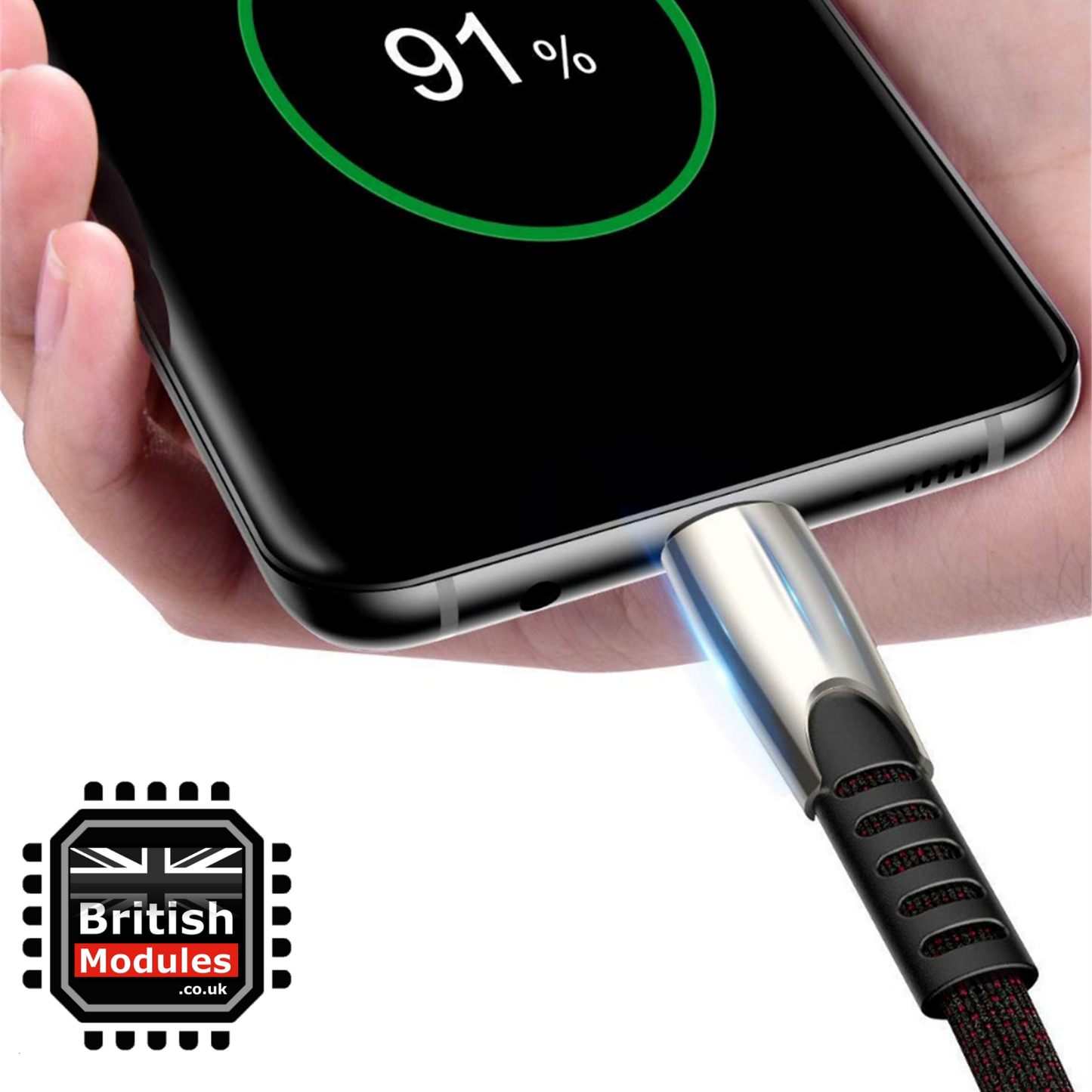 Braided USB Type C Quick Fast Charging High Speed Data Sync Charger Cable Alloy Black