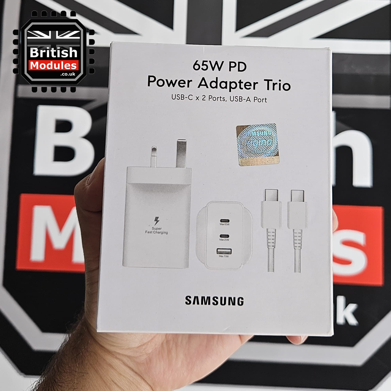 Samsung 65W Trio Universal Power Adapter UK 3 Pin EP-T6530 White (1M USB-C Cable)