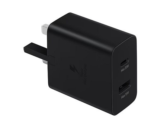 Samsung 35W Duo Super Fast Charging USB-A & USB-C Mains Charger UK Black Power Adapter EP-TA220