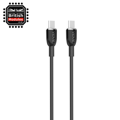 VidVie USB C to USB C Charge Cable Sync 60W Type-C to Type C CB4012C&C Black