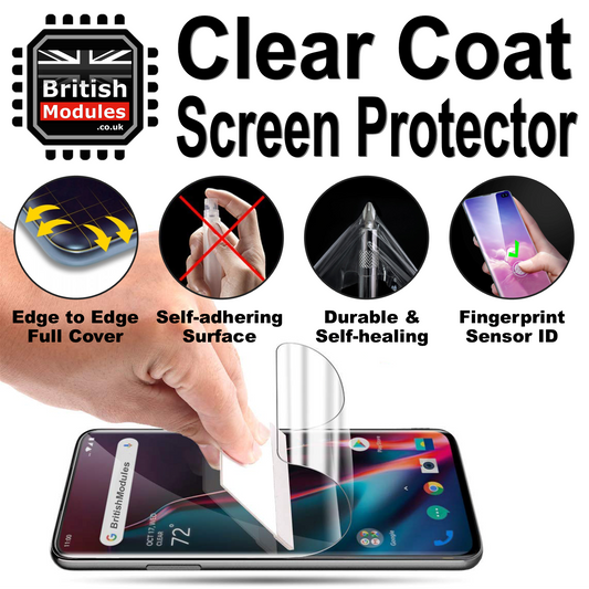 British Modules Samsung Galaxy Clear Coat Self Healing Self Adhering HydroGel Film Screen Protector Cover Soft Gel Shield