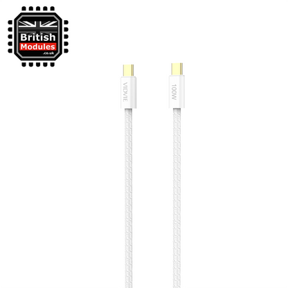 VidVie 2M USB C to USB C Charge Cable Sync 100W Type-C to Type C CB4011C&C-2 White