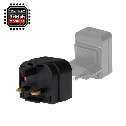 EU 2 Pin to UK 3 Pin Plug Adapter Black Converter with 3A Fuse