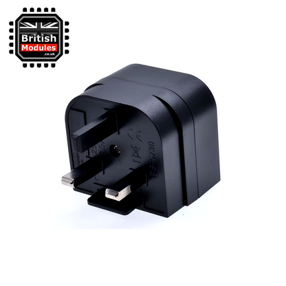 EU 2 Pin to UK 3 Pin Plug Adapter Black Converter with 3A Fuse