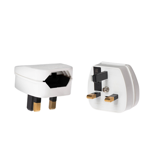 EU 2 Pin Plug to UK Mains Plug White Converter with 5A Fuse