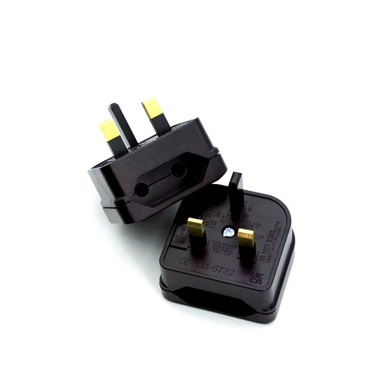 EU 2 Pin Plug to UK Mains Plug Black Converter with 5A Fuse