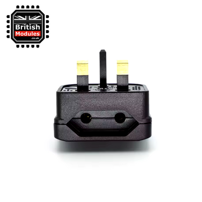 EU 2 Pin Plug to UK Mains Plug Black Converter with 5A Fuse