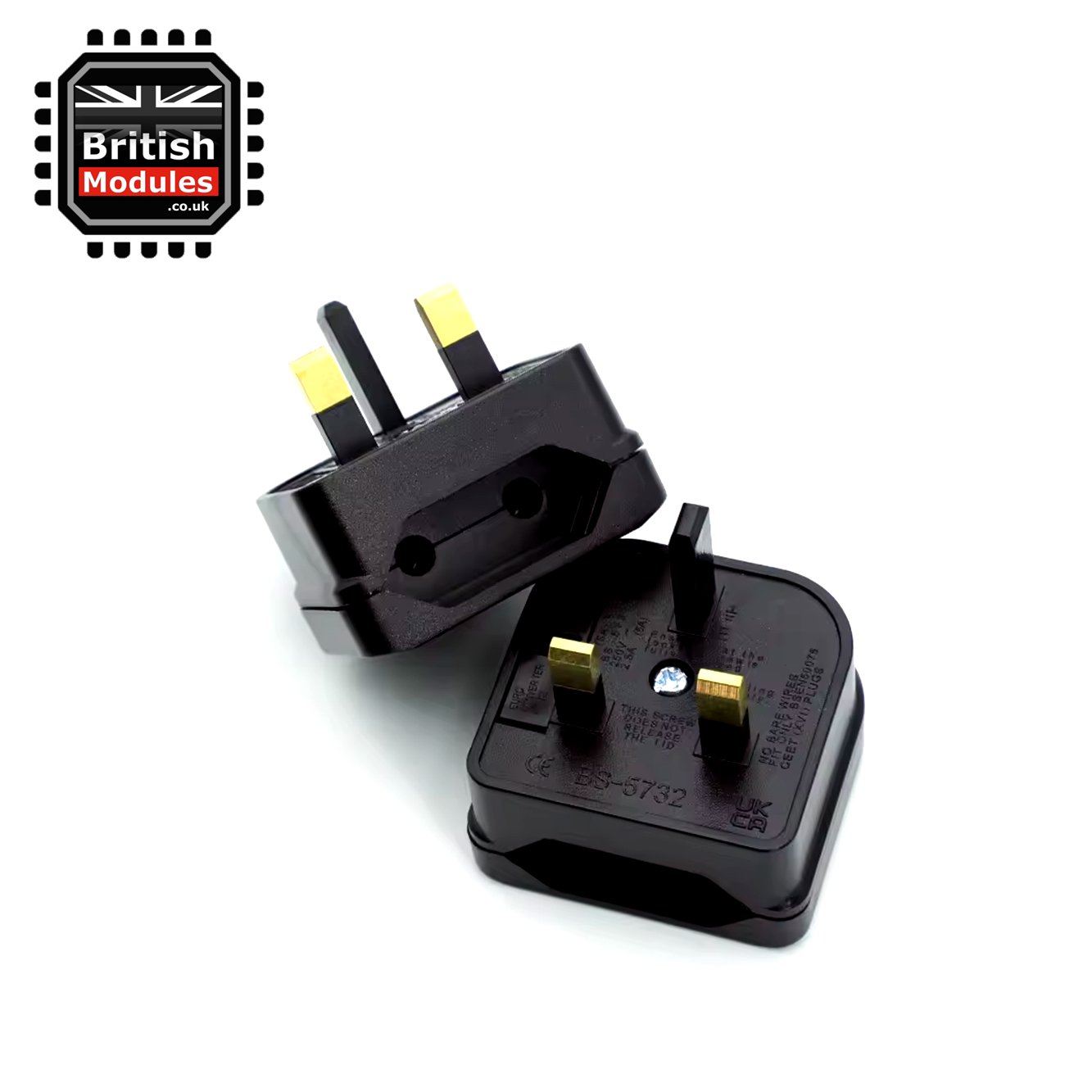 EU 2 Pin Plug to UK Mains Plug Black Converter with 5A Fuse