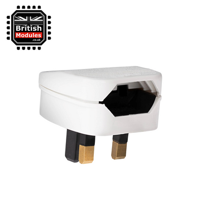 EU 2 Pin Plug to UK Mains Plug White Converter with 5A Fuse