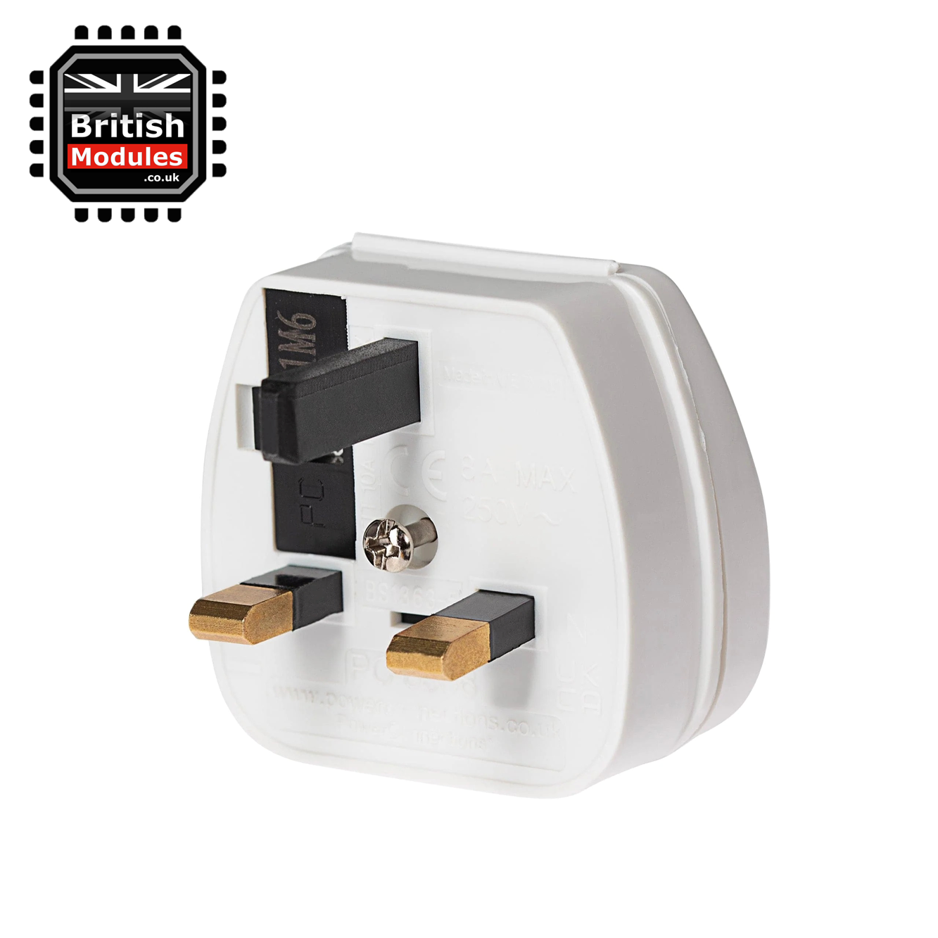 EU 2 Pin Plug to UK Mains Plug White Converter with 5A Fuse