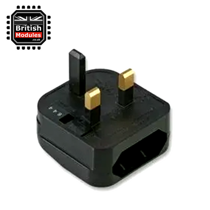 EU 2 Pin Plug to UK Mains Plug Black Converter with 5A Fuse