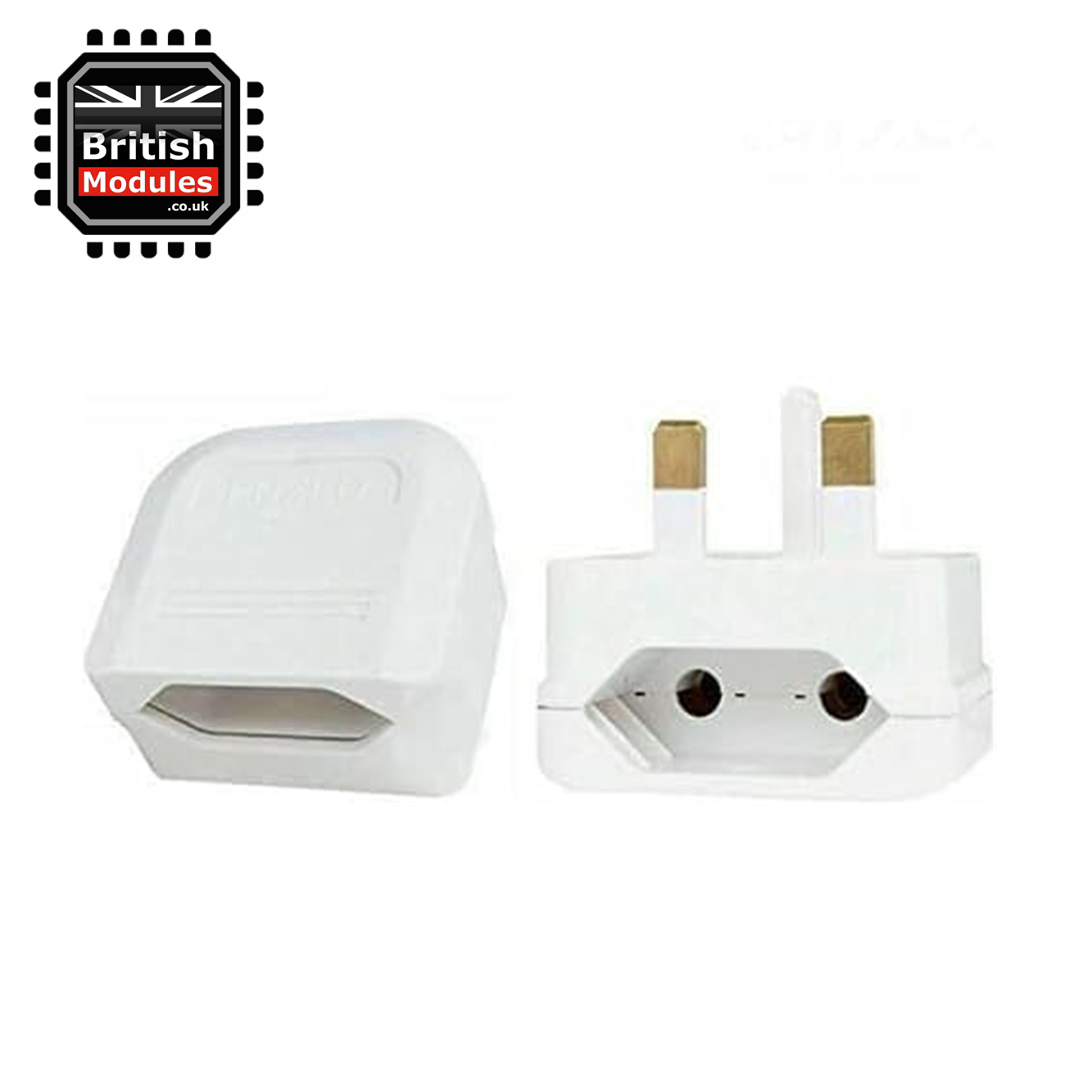 EU 2 Pin Plug to UK Mains Plug White Converter with 5A Fuse